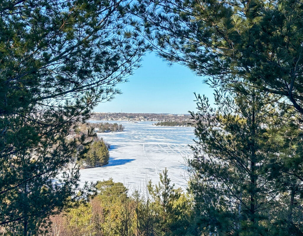 Panoramic view of the city of Sudbury from the Laurentian Conservation Area, Sudbury, Ontario. 